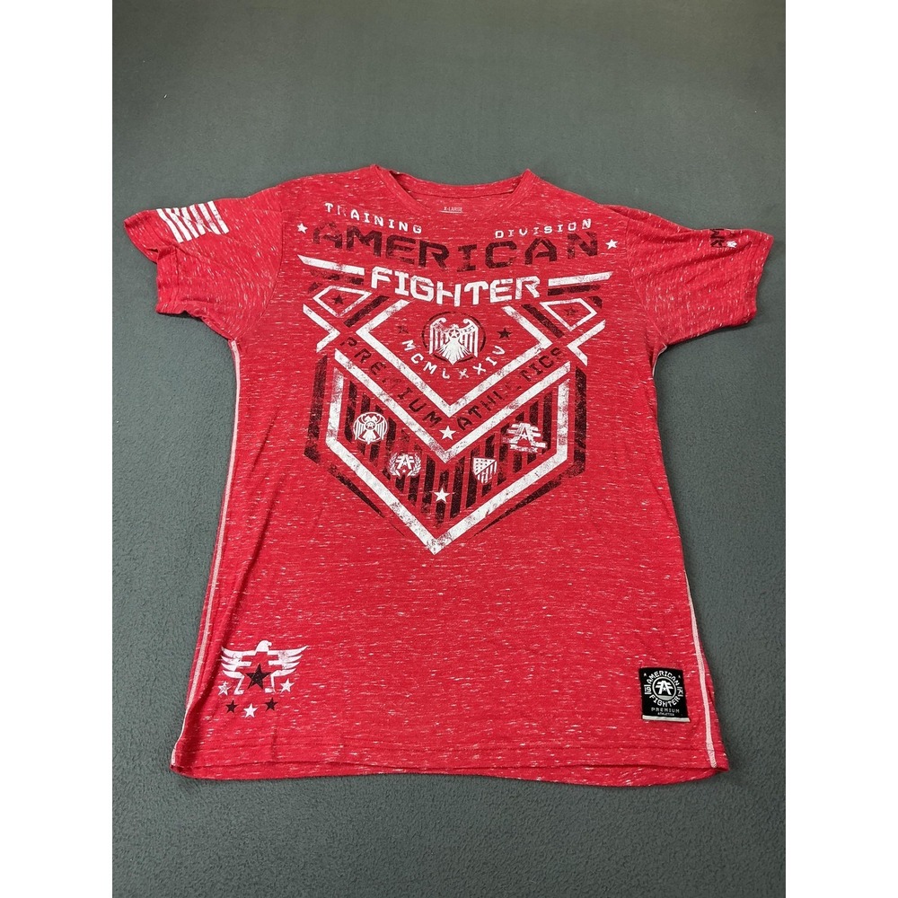 American Fighter Shirts Mens XL Red Graphic Crew Neck Tagless Slim Fit Athletics - Picture 4 of 9